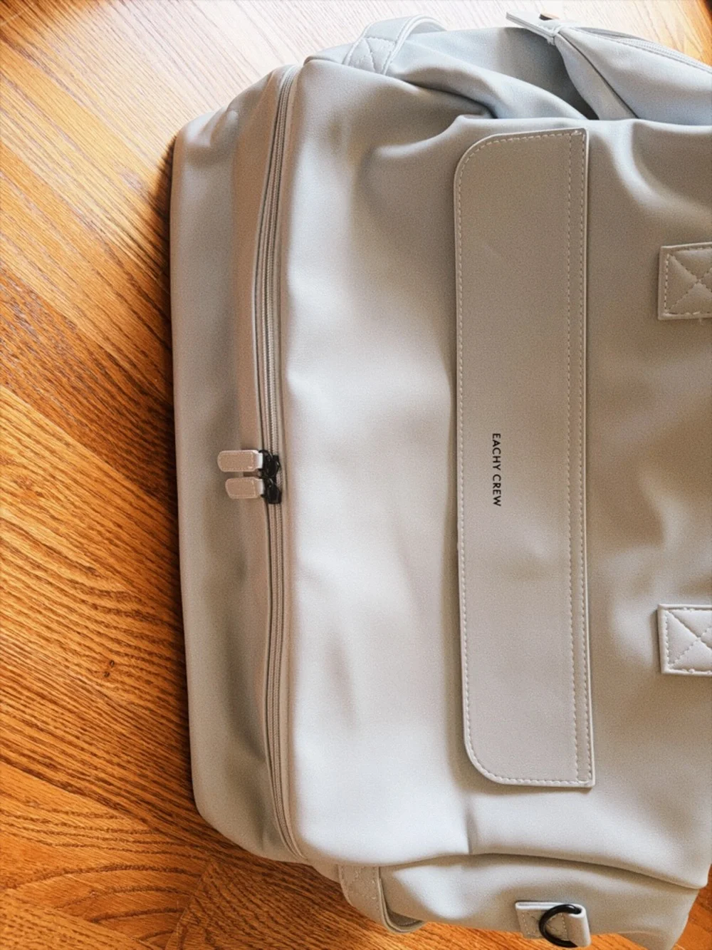 Gray Soft Leather Weekender Duffle Bag